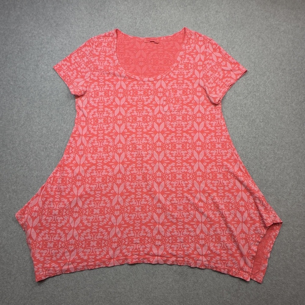 Fresh Produce Tee Shirt Womens XL Pink Floral Short Sleeve Scoop Neck Tunic Top